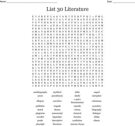 Literary Word Searches Puzzles To Print Literary Terms Word Search Answer Key - Literary Terms Word Search Answer Key