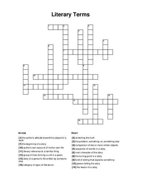 Full Download Literary Terms Crossword Answers 
