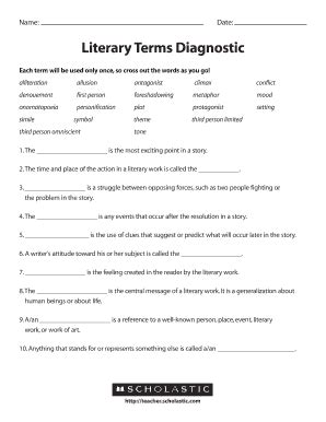 Read Literary Terms Diagnostic Answers Key 