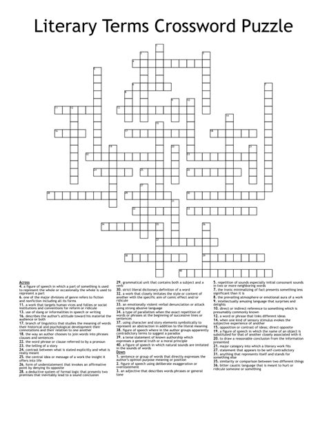 Literature And Writing Crossword Puzzles Writing Crossword Puzzles - Writing Crossword Puzzles