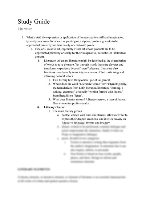 Literature Study Guide