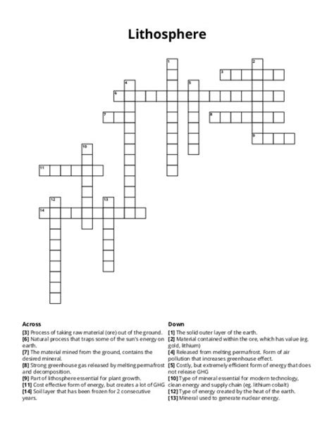 Lithosphere Part Crossword