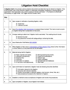 litigation hold checklist