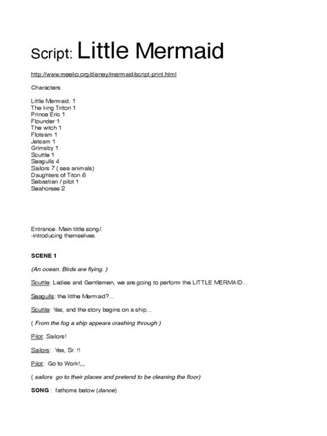 Little Mermaid Script Jr