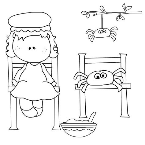 Little Miss Muffet Characters Print Black Amp White Little Miss Muffet Coloring Page - Little Miss Muffet Coloring Page