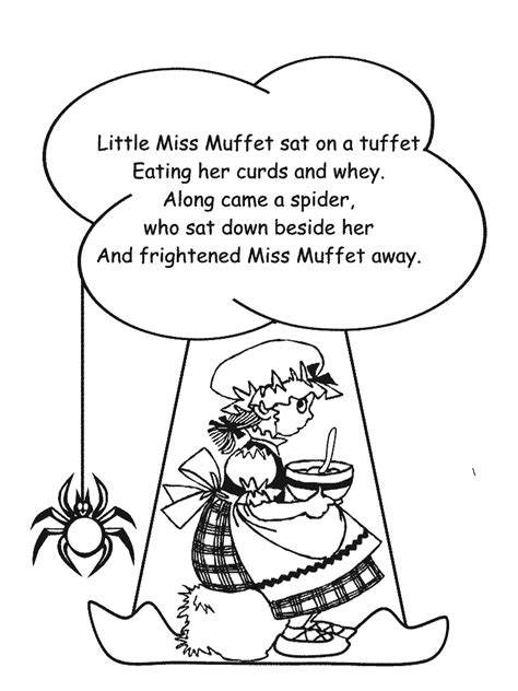 Little Miss Muffet Coloring Page Word Game Time Little Miss Muffet Coloring Page - Little Miss Muffet Coloring Page