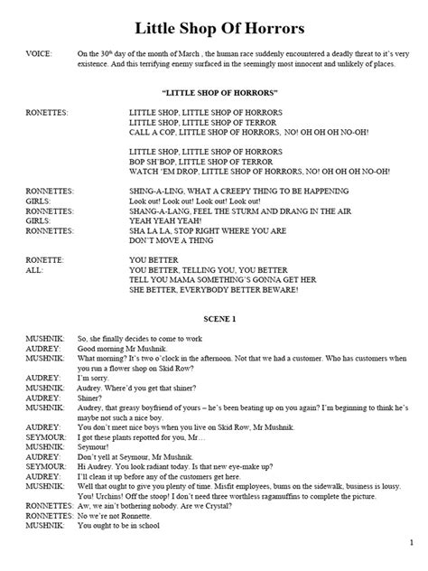Little Shop Of Horrors Script