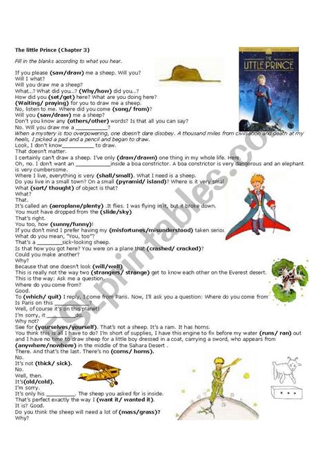 Read Little Prince Chapter Questions Mrs Pilgreens 