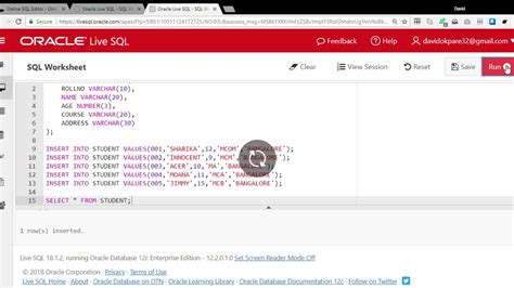 Live Sql Oracle