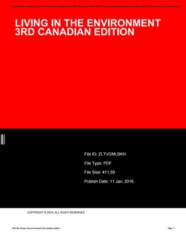 Full Download Living In The Environment Third Canadian Edition 