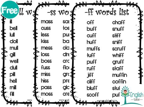 Ll Ss And Ff Words Digraphs Activity Pack Ll Words For Kids - Ll Words For Kids
