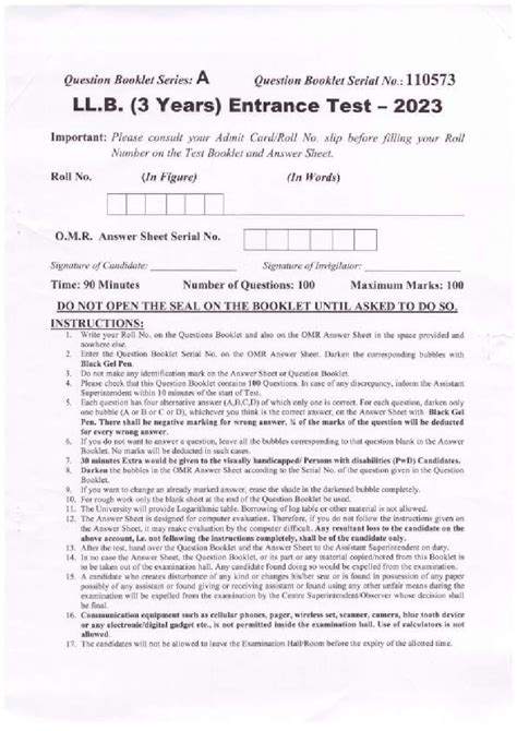 Llb Exam Paper