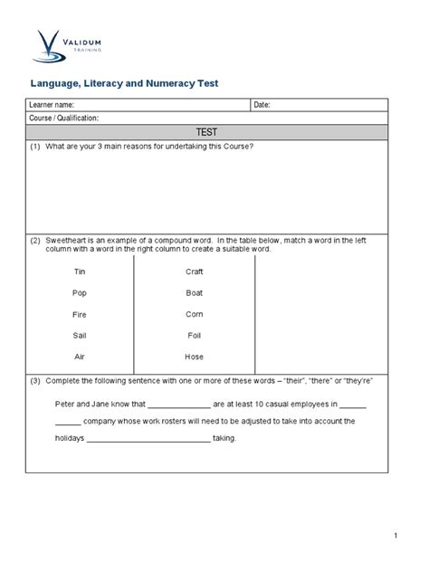Lln Test Practice For Certificate Iii