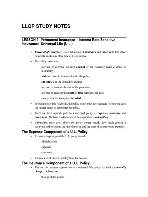 Llqp Study Notes