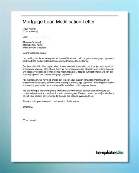 Loan Modification Contribution Letter Sample