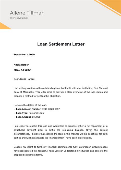 Loan Settlement Letter