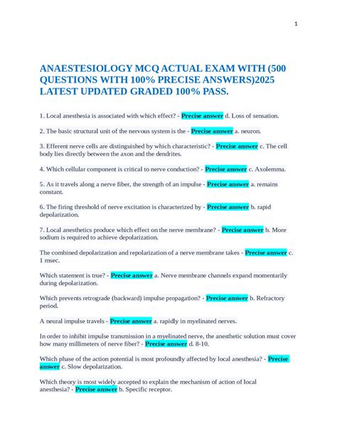 Local Anesthesia Mcq