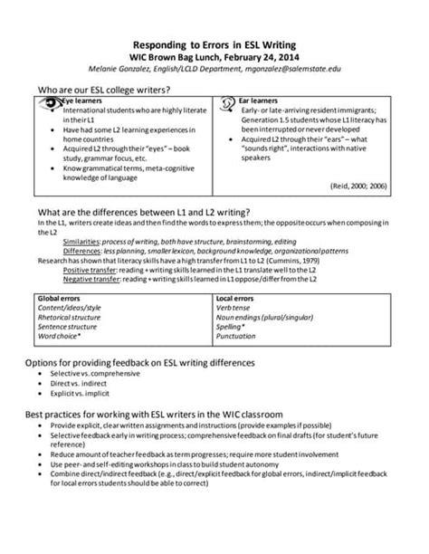 Local Errors In Ell
