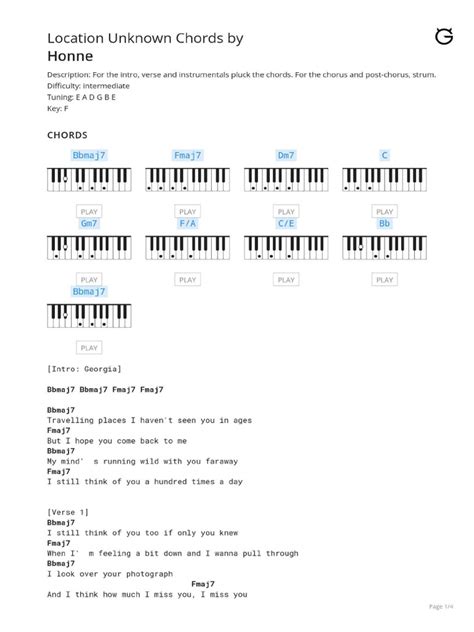 LOCATION UNKNOWN CHORD - Honne - Location Unknown ( Piano, Chord & Lyrics ) Cover by Willy