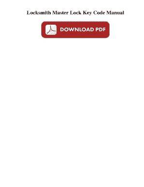 locksmith key code manual