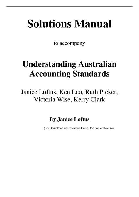 Read Online Loftus Picker Understanding Australian Accounting Standards Answers 