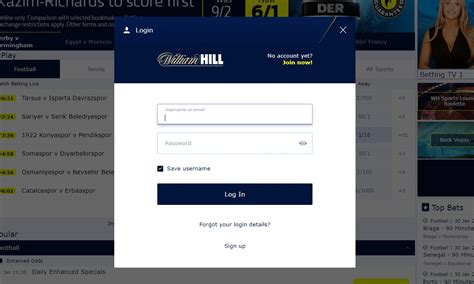 log into my william hill account