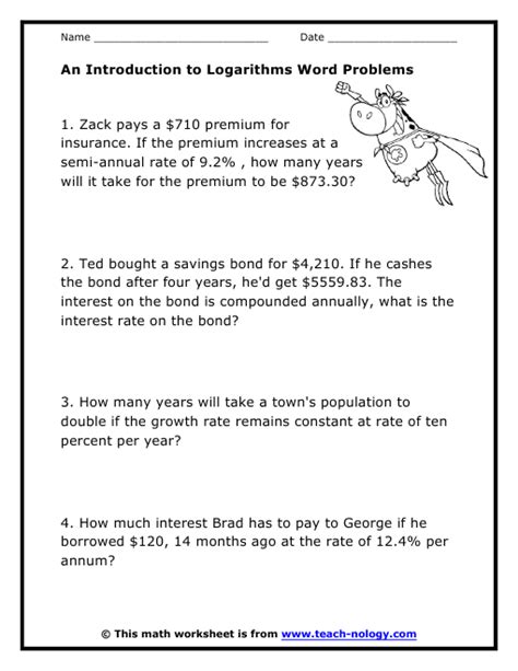 Logarithm Word Problems With Solutions