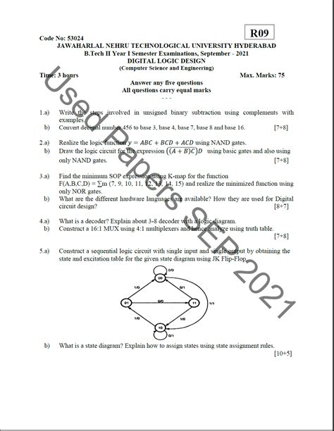Logic Design Question Papers Pdf Download