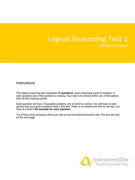 Read Online Logical Reasoning Test 1 Assessmentday 
