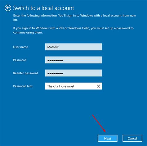 login without microsoft account windows 10