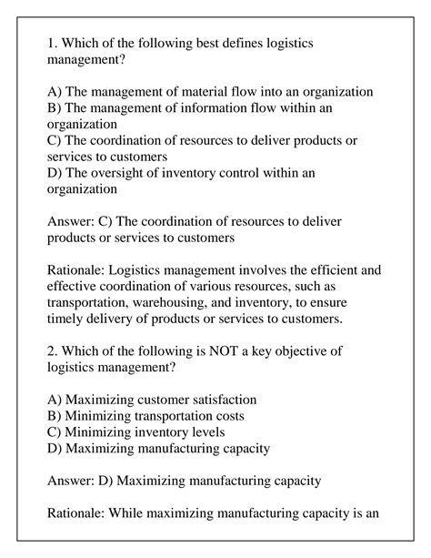 Read Online Logistic Management Exam Papers 