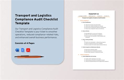 logistics transport audit checklist