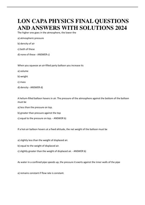 Lon Capa Solutions Physics