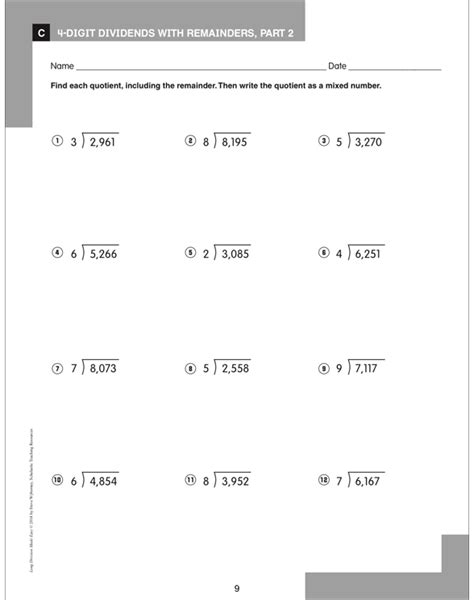 Long Division 4 Digit Dividends Printable Worksheets Long Division On Graph Paper - Long Division On Graph Paper