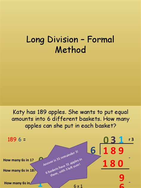 Long Division Formal Method Teaching Resources Long Division Lesson Plan - Long Division Lesson Plan