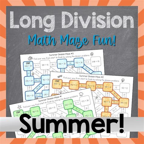 Long Division Fun Math Maze Activity With Summer Long Division Activity - Long Division Activity