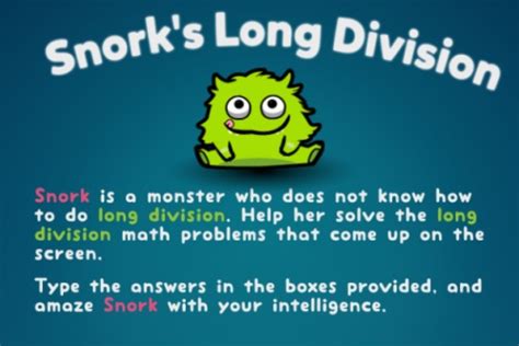 Long Division Game Math Play Snork Math - Snork Math
