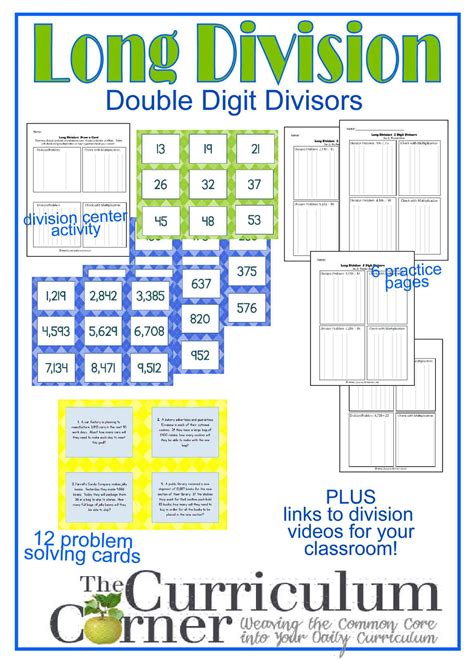 Long Division Resources 2 Digit Divisor The Curriculum Division With 2 Digit Divisors - Division With 2 Digit Divisors