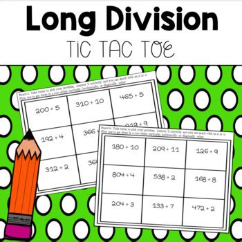 Long Division Tic Tac Toe Printable Game Tpt Division Tic Tac Toe - Division Tic Tac Toe