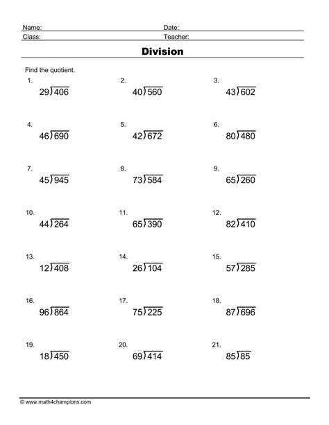 Long Division Worksheets Basic Long Division Worksheet - Basic Long Division Worksheet