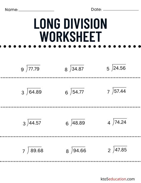 Long Division Worksheets Division With Decimal Results Long Division With Decimals Worksheet - Long Division With Decimals Worksheet