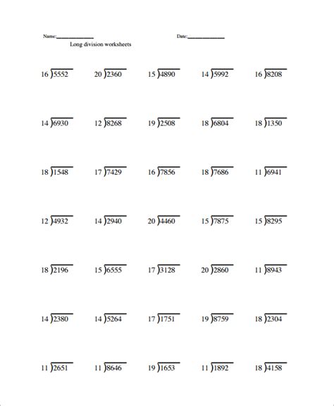 Long Division Worksheets Free Printable Pdfs Cuemath Practice Long Division - Practice Long Division