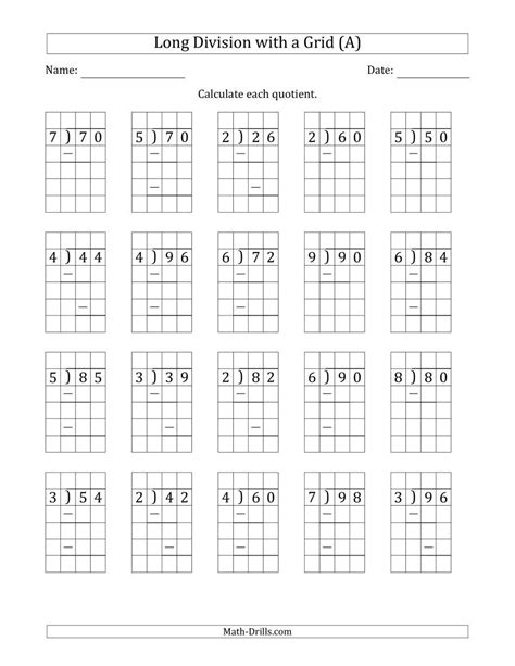 Long Division Worksheets Graph Paper For Long Division - Graph Paper For Long Division