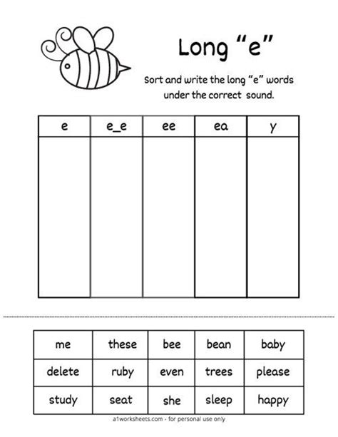 Long E Worksheet Long E Worksheet - Long E Worksheet