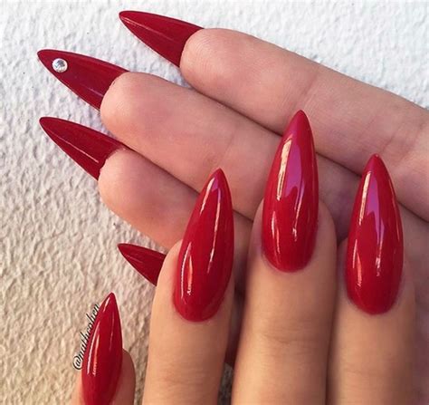 Long red stiletto nails