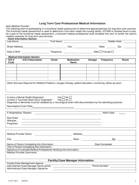 Download Long Term Care Documentation Forms 