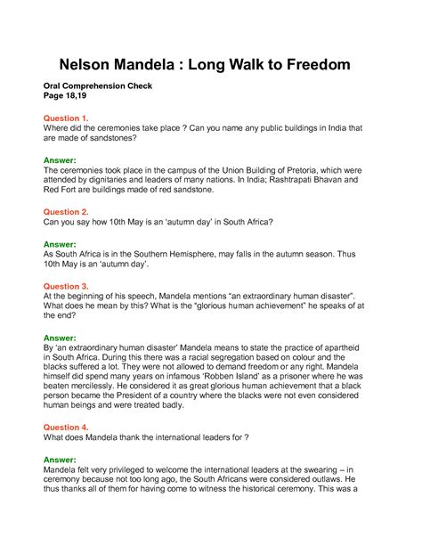 Download Long Walk To Freedom Study Questions Answers 