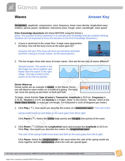 Longitudinal Waves Gizmo Answer Key