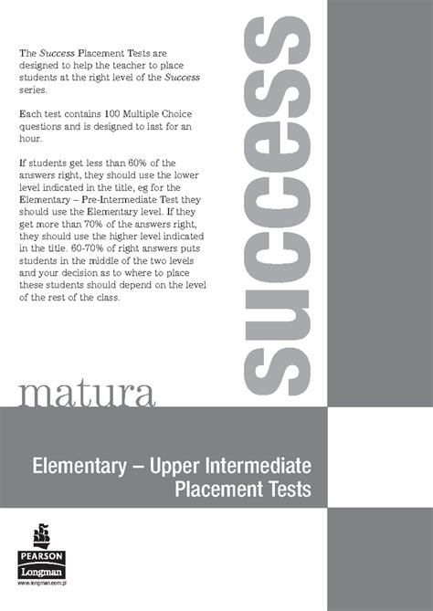 Longman Success Intermediate Units Test Answer Key