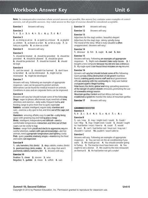 Longman Summit 1 Workbook Answer Key